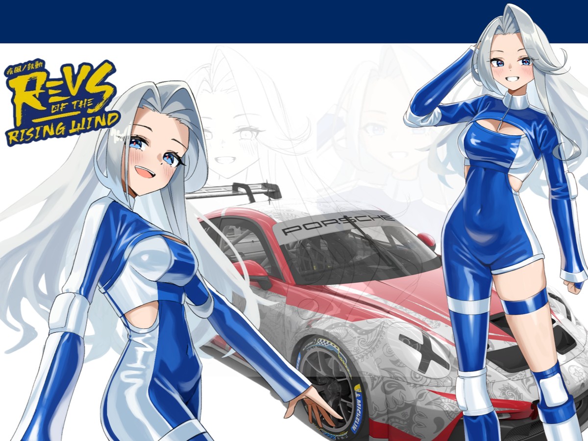 Custom character IP artwork created for a Porsche racing activation